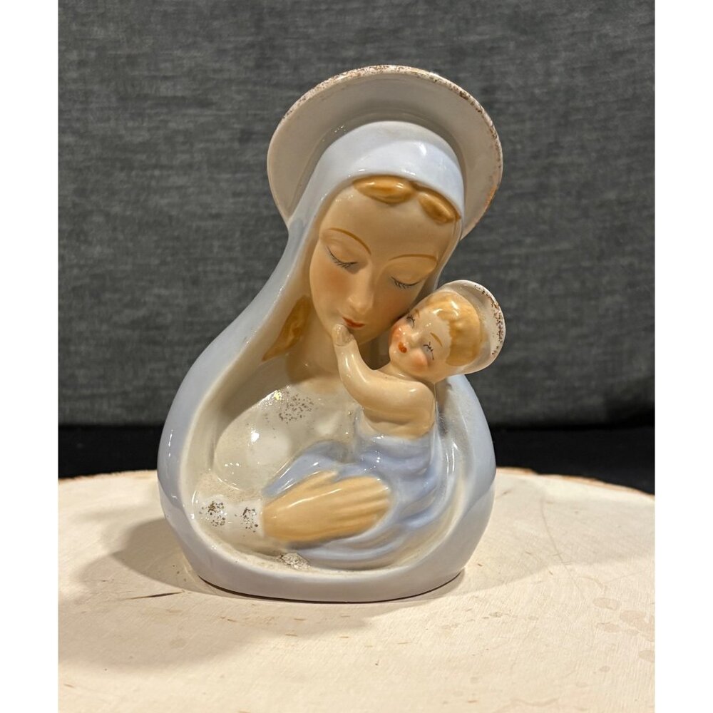 Vintage Infant Of Prague & Madonna Figurines With Gold Detailing Glossy Finish - Picture 11 of 16